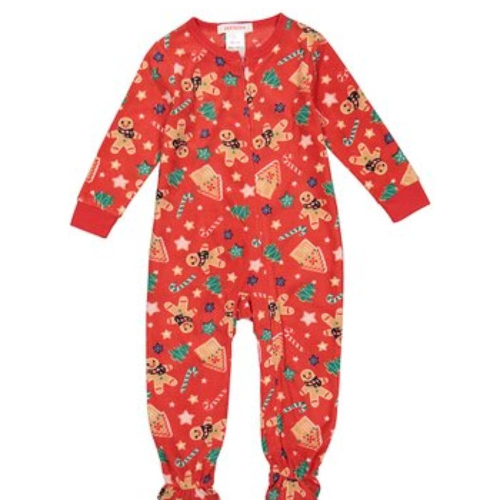 NWT Pajamarama 2T Red Gingerbread Footie Jammies